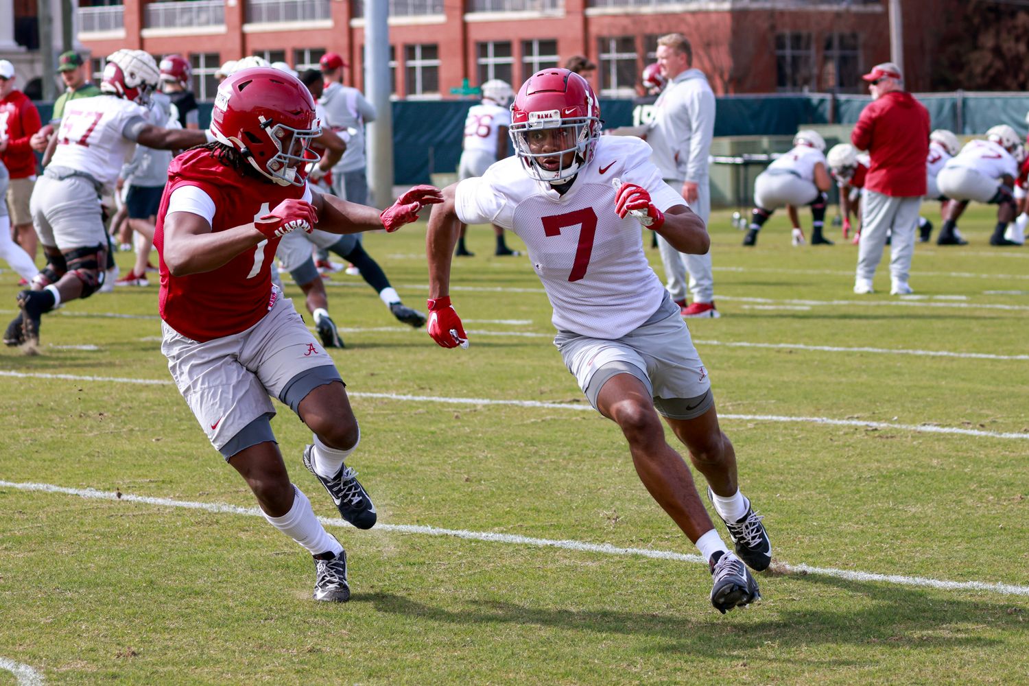 Ja'Corey Brooks, Kool-Aid McKinstry, Alabama Football Practice - March 20, 2023
